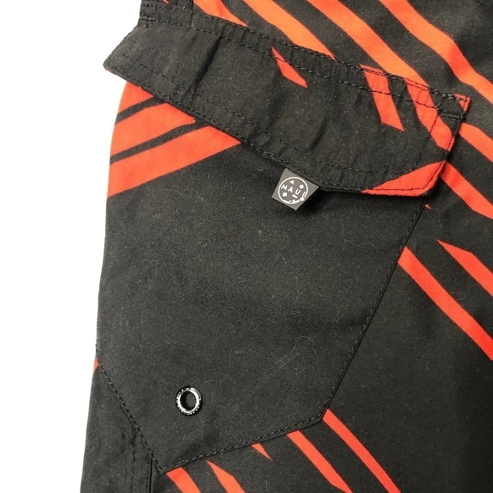 Maui & Sons black & orange swim board shorts, 32